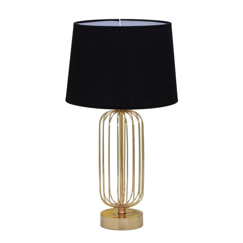 ABAJUR DOURADO CUPULA PRETA