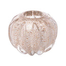 CENTRO DE MESA DE VIDRO ITALY TRANSPARENTE E DOURADO 12CM X 12CM X 10CM