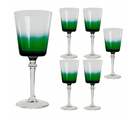 CJ 6 TACAS EM VIDRO TRANSPARENTE E VERDE 335ML