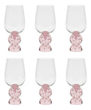 CJ 6 COPOS EM VIDRO COM BASE ESFERAS ROSA 500ML