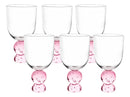 CJ 6 COPOS EM VIDRO COM BASE ESFERAS ROSA 400ML