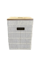 CESTO ORGANIZADOR ALTO TRAMA CRUA TAMPA MADEIRA