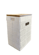 CESTO ORGANIZADOR ALTO TRAMA CRUA TAMPA MADEIRA