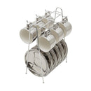 CJ 6 XICARAS CAFE C/PIRES E SUPORTE BRANCO/PRATA VERSA 90ML