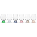 CJ 6 COPOS EM VIDRO TRANSPARENTE COM BASE ESFERA MIX DE CORES 450ML