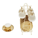 CJ 6 XICARAS CAFE C/PIRES E SUPORTE BRANCO/DOURADO VERSA 90ML