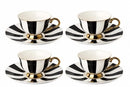 JOGO 8 PEÇAS PARA CAFÉ OPTIQUE COM FILADO DOURADO 90ml