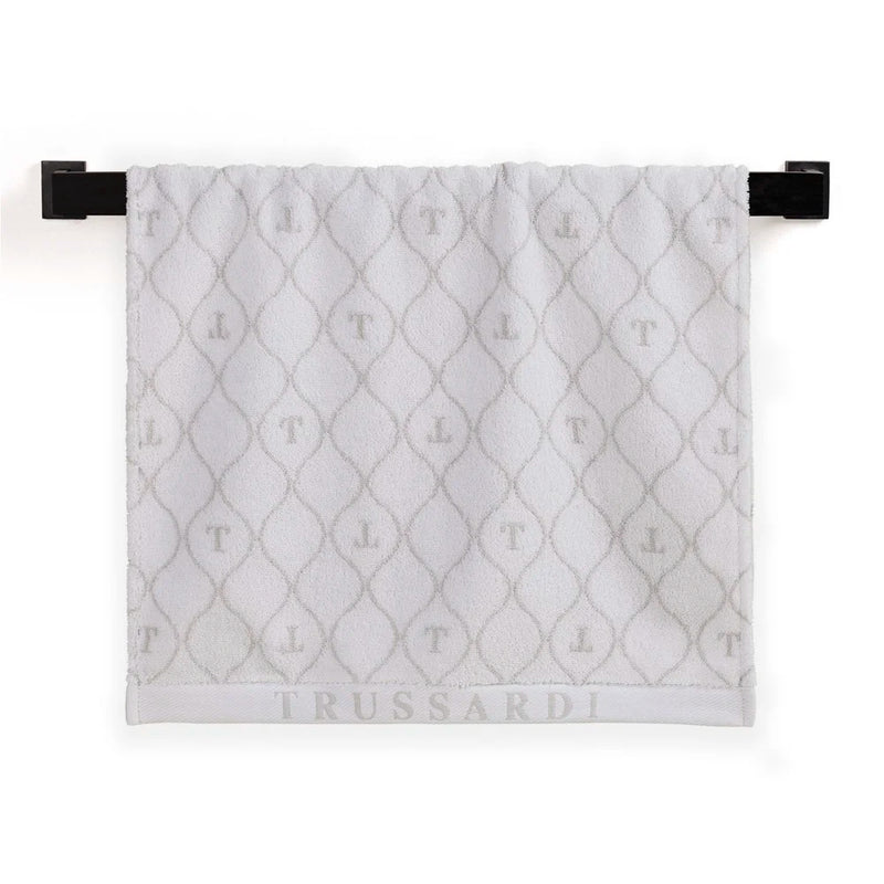 TOALHA ROSTO FELPUDO SPECIALE BRANCO/CINZA 48X90 TRUSSARDI
